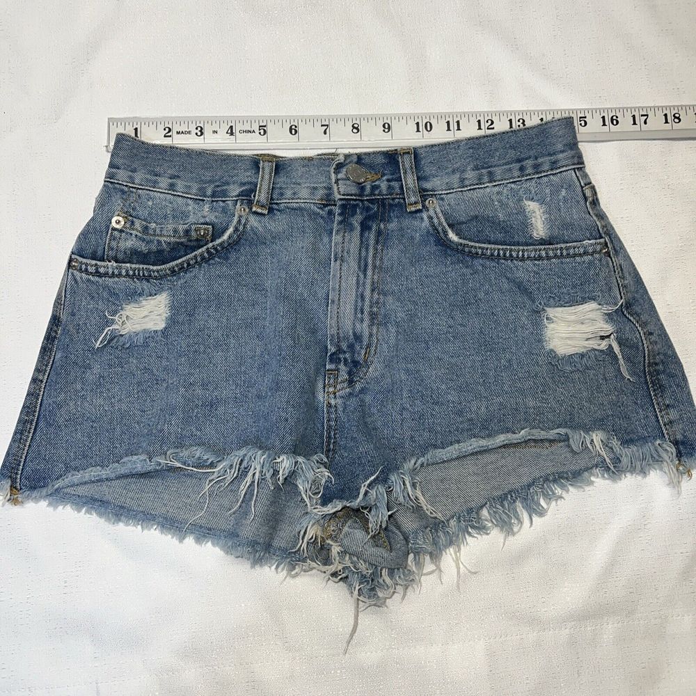 BDG Denim Shorts Womens W30 Blue Distressed‎ Frayed Raw Hem Festival Boho Grunge